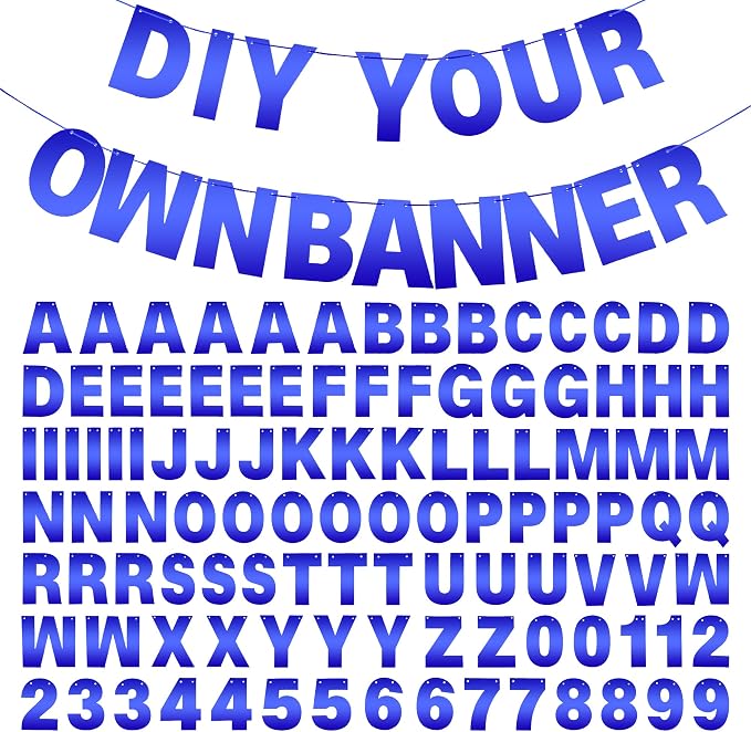 DIY Banner Kit with Letters Bright Blue Customizable Birthday Banners Graduation Banner Custom Party Hanging Banners for Graduation Wedding Party Baby Shower Decoration (Bright Blue)