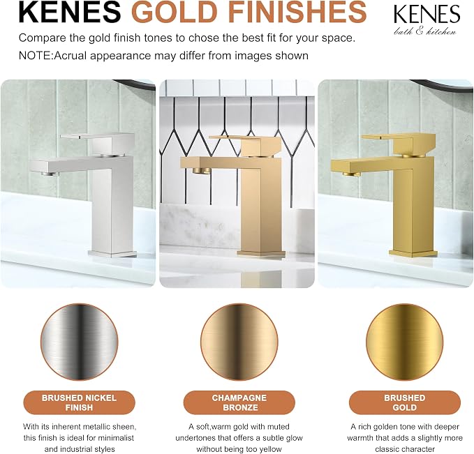 Brushed Gold Bathroom Faucet Single Hole, Single Handle Vanity Faucet | Bathroom Sink Faucet with Pop Up Drain & Supply Lines, Lead-Free cUPC & NSF Certified, 1 Handle Faucet for Vanity RV Restroom