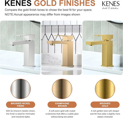 Brushed Gold Bathroom Faucet Single Hole, Single Handle Vanity Faucet | Bathroom Sink Faucet with Pop Up Drain & Supply Lines, Lead-Free cUPC & NSF Certified, 1 Handle Faucet for Vanity RV Restroom