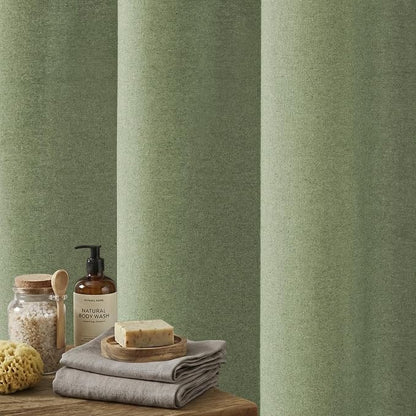 Sage Green Linen Shower Curtain Farmhouse Bathroom Decor 72x72 In | Boho Bathroom Decor,12 Sturdy Stainless Steel Sliding Hangers,Rustic Country Style,Linen Shower Curtains for Bathroom