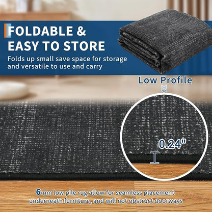 Garvee Black Rug for Living Room 4x6 Modern Solid Color Washable Rugs | Non Slip Stain Resistant Neutral Textured Non Shedding Low Pile Contemporary Soft Rug for Bedroom Dining Room Nursery