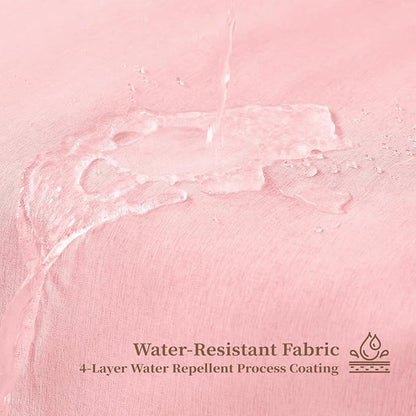 BTTN 72x90 Boho Scalloped Linen Textured Cloth Shower Curtain Set, Pink | Long Size, 230GSM Waterproof Polyester, Heavy Duty Fabric, 12 Plastic Hooks, Elegant Modern Farmhouse Style, Machine Washable