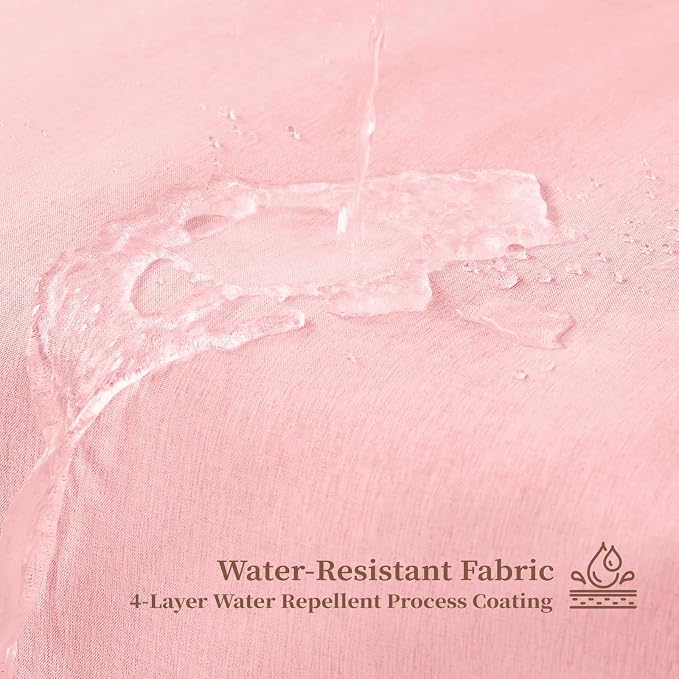 BTTN 72x80 Boho Scalloped Linen Textured Cloth Shower Curtain Set, Pink | Long Size, 230GSM Waterproof Polyester, Heavy Duty Fabric, 12 Plastic Hooks, Elegant Modern Farmhouse Style, Machine Washable