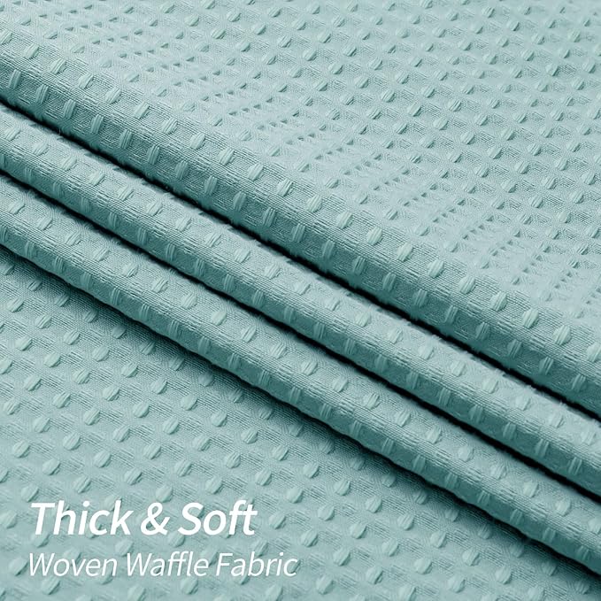 MitoVilla Teal Waffle Fabric Shower Curtain, Turquoise Waffle Weave Textured Shower Curtains for Modern Luxury Bathroom Decor, Aqua Blue Heavy Duty Spa Hotel Shower Curtain, 72 x 72
