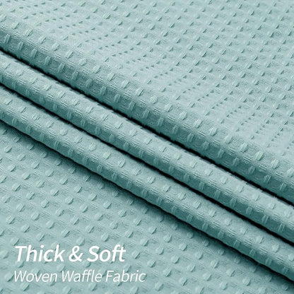 MitoVilla Teal Waffle Fabric Shower Curtain, Turquoise Waffle Weave Textured Shower Curtains for Modern Luxury Bathroom Decor, Aqua Blue Heavy Duty Spa Hotel Shower Curtain, 72 x 72