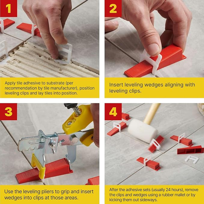 1000 Pcs Tile Leveling System Clips with 1/32" (1mm) Clips - Saves Time for Perfect Precise Installation of Ceramic Tiles - Get Professional Results for Your Shower, Bathroom, Backsplash