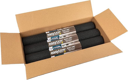 EasyLiner Select Grip Shelf Liner - Easy to Install & Cut to Fit - Non Slip, Non Adhesive, Drawer Shelf & Cabinet Liner for Kitchen, Bathroom, Pantry Cupboards - 20in. x 6ft. - Black - 6 Rolls