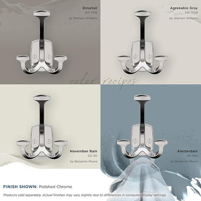 Amerock H3700426 | Vicinity Triple Prong Decorative Wall Hook | Polished Chrome Hook for Coats, Hats, Backpacks, Bags | Hooks for Bathroom, Bedroom, Closet, Entryway, Laundry Room, Office
