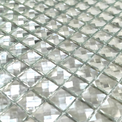 Mirror Tiles Silver Bathroom Wall Sheets Crystal Diamond Mosaic Tile Backsplash Kitchen Bevel Glass Subway Home Improvement Materials [Pack of 11PCS(12x12x0.16 Inches/Each)]