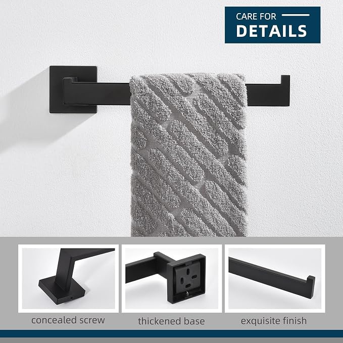 Angle Simple Bathroom Towel Holder Matte Black, 10.24-Inch Hand Towel Rack | Solid Rustproof SUS304 Stainless Steel, Easy Use Open Arm Design for Laundry Kitchen Shower Vanity Sink, Screws Mount