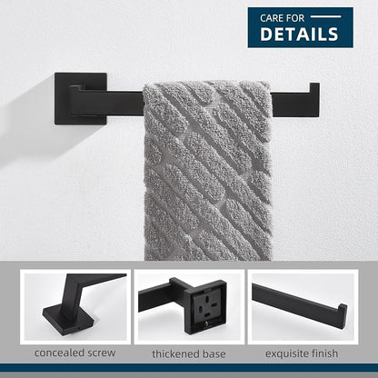 Angle Simple Bathroom Towel Holder Matte Black, 10.24-Inch Hand Towel Rack | Solid Rustproof SUS304 Stainless Steel, Easy Use Open Arm Design for Laundry Kitchen Shower Vanity Sink, Screws Mount