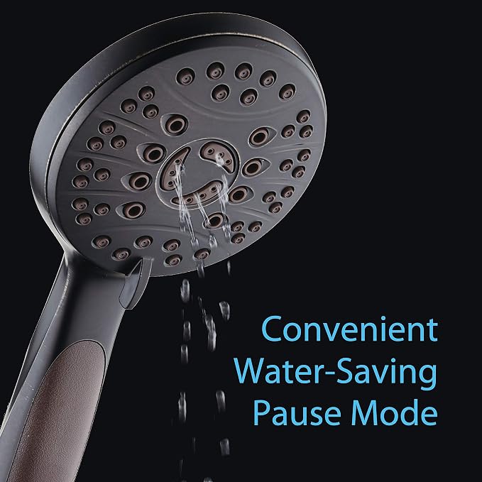 for California - High Pressure 6-setting Luxury Handheld Shower Head, 6 Ft Stainless Steel Hose, Anti Clog Jets, Anti Slip Grip, Top US Brand, Extra Wall Bracket - Oil Rubbed Bronze Finish