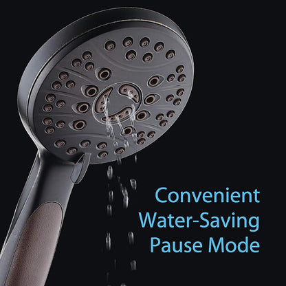 for California - High Pressure 6-setting Luxury Handheld Shower Head, 6 Ft Stainless Steel Hose, Anti Clog Jets, Anti Slip Grip, Top US Brand, Extra Wall Bracket - Oil Rubbed Bronze Finish
