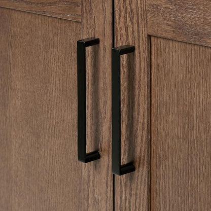 Isabella 66-Inch Brown Oak Double Bathroom Vanity with Sink, 1.5-Inch Edge Carrara White Quartz Countertop & 4" Backsplash, Soft-Closing Doors & Drawers, Solid Oak Wood Construction