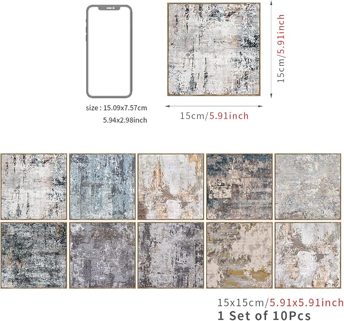 Alwayspon Vinyl Sticker Peel and Stick, Self-Adhesive Wall Tile Transfers Backsplash Sticker Decal for Kitchen Bathroom, 6x6inch/15x15cm 30Pcs, Stained Wood T050