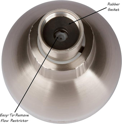 Aqua Elegante High Pressure Shower Head - 2.5 GPM - Brushed Nickel | Best 3 Inch Wall Mount Bathroom Showerhead For Boosting Low Flow With Anti-Clog Nozzles, Adjustable Brass Ball Joint