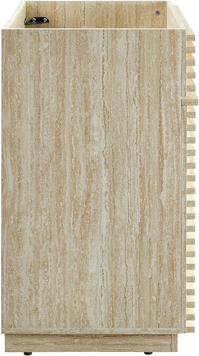 Modway Render Faux Travertine Slatted Bathroom Cabinet in Travertine