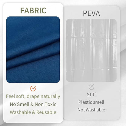 ALYVIA SPRING Extra Long Waterproof Fabric Shower Curtain Liner Navy, 72x84 | 3 Magnets, Soft Cloth & Hotel Quality, Machine Washable, Light-Weight, Extra Long Size