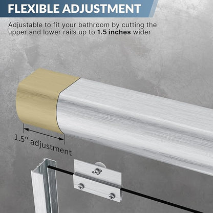 SUNNY SHOWER Glass Sliding Shower Door for Bathtub 60 W x 57.4 H inches Double Sliding Shower Bath-Tub Door 1/4 inches Clear Glass Shower Enclosure Doors for Bathroom with Brushed Nickel Finish