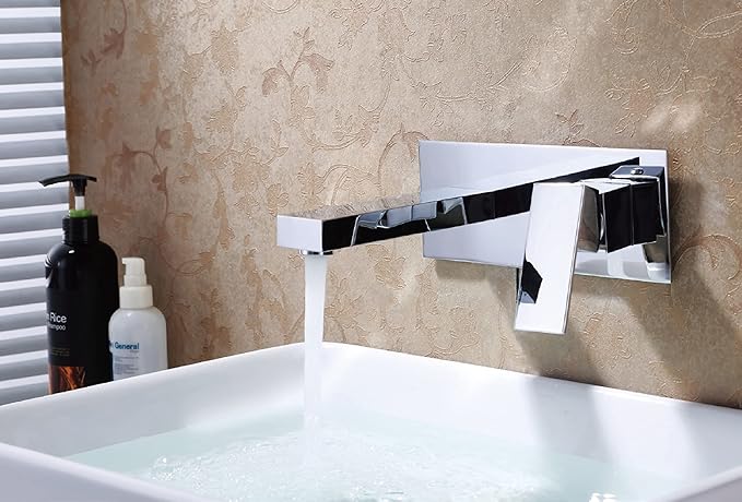 Wall Mount Bathroom Faucets, Vessel Sink Faucet Chrome Solid Brass Rough in Valve Included, SUMERAIN