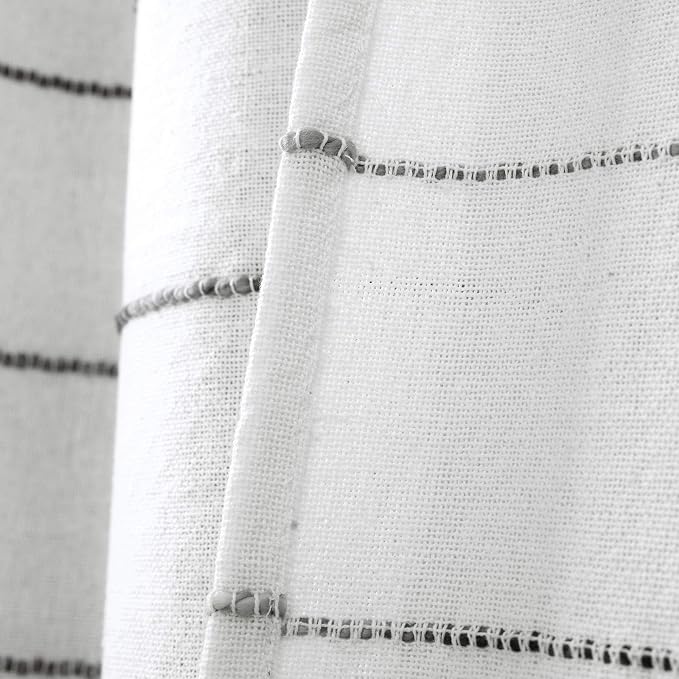 Lush Decor Ombre Stripe Yarn Dyed Cotton Shower Curtain, 72" W x 72" L, Gray & Multi - Fabric Shower Curtains - Striped Bathroom Curtain - Farmhouse & Coastal Decor