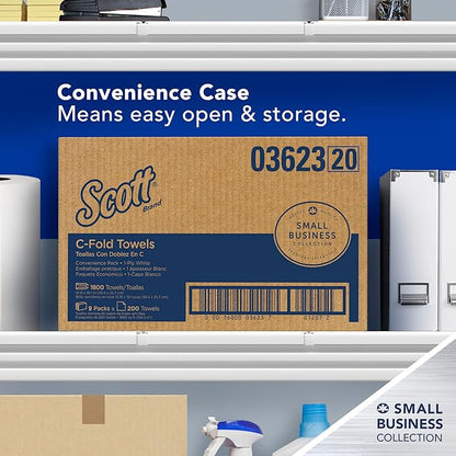 Scott Professional Scott® C-Fold Folded Paper Towels, Bulk (03623), with Absorbency Pockets™, White, (200 Sheets/Pack, 9 Packs/Case, 1,800 Sheets/Case)