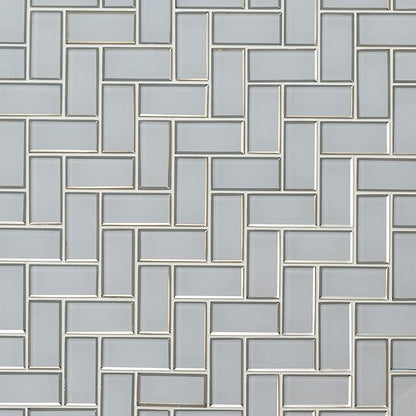 MSI Ice Bevel Herringbone 11 in. x 14 in. Glossy Glass Tile for Kitchen Backsplash, Wall for Bathroom, Accent, and Shower Wall Tile Mesh-Mounted Mosaic