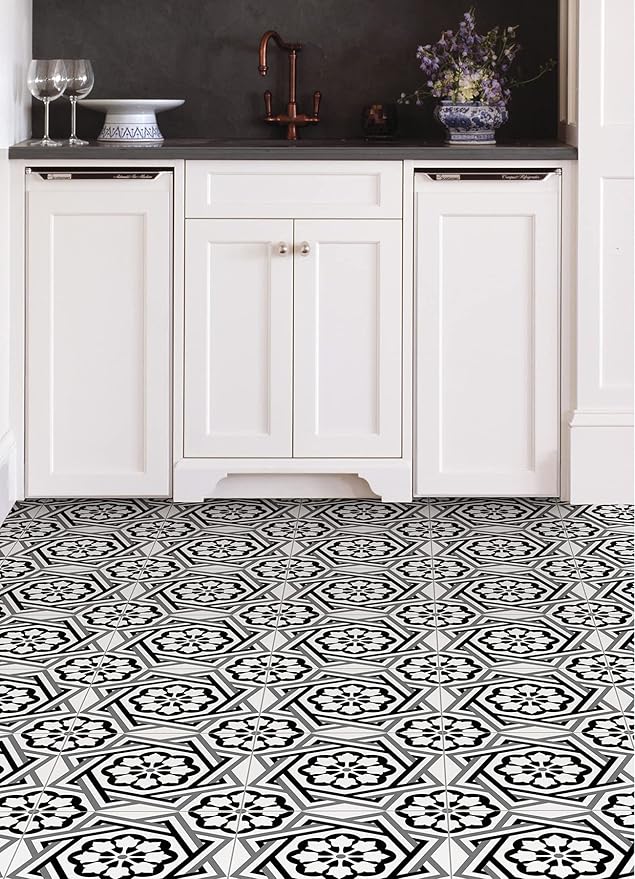 FloorPops Black Dakota Peel & Stick Floor Tiles, FP4282