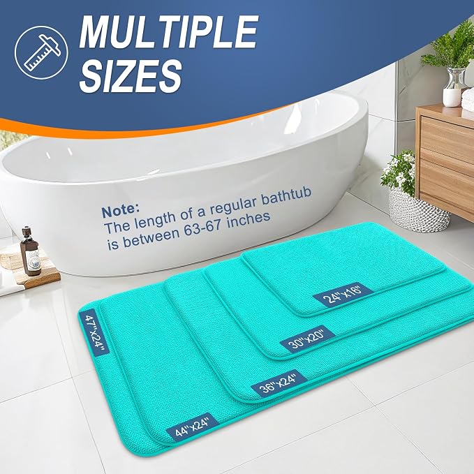 OLANLY Thick Memory Foam Bathroom Rugs 36x24, Soft Absorbent Bath Mat, Teal | Quick Dry Bath Rugs, Non-Slip Carpet, Machine Washable Mats for Bathroom Floor, Tub and Shower, Home Decor Accessories