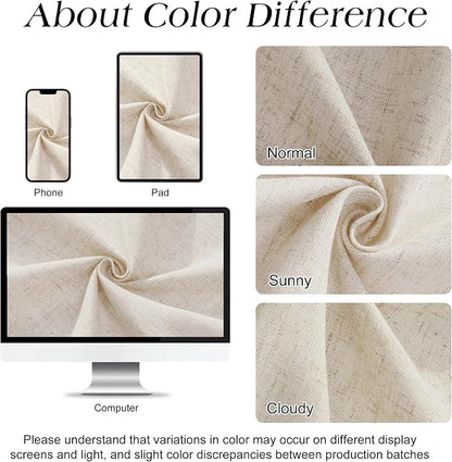 Linen Shower Curtain 78 Inch Long Shower Curtains Set with Hooks for Bathroom Boho Farmhouse Fabric Neutral Cloth Modern Cottage Core Waterproof,Mousse White
