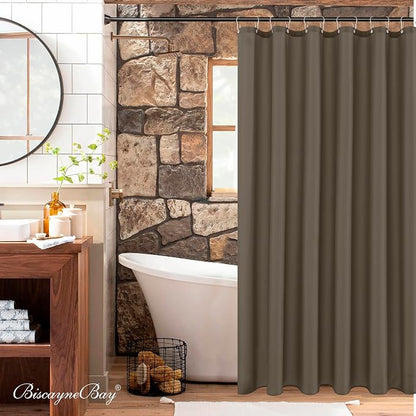 Fabric Shower Curtain Liner 72x72 Inch-Taupe Standard Size Shower Liners | Hotel Quality Water Resistant Shower Liners for Bathroom-Machine Washable Cloth Polyester Bath Curtain-Rental Apartment Home