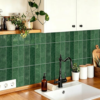 MORCART 2026 New Peel and Stick Backsplash, 20PCS 11.8"x11.8", Forest Green | 3D Adhesive Waterproof Wall Tiles for Kitchen, Bathroom, Living Room, Laundry Room, Subway Tiles