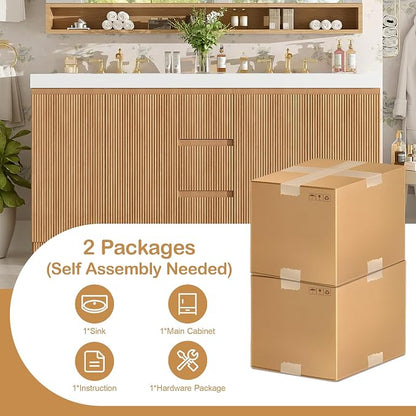 60 Inch Double Bathroom Vanity with SMC Resin Sink, Wood | 3 Drawers & 4 Soft-Close Doors, 1.9-inch Countertop,Multilayer Plywood, Brushed Nickel Hardware for Hotels, Apartments