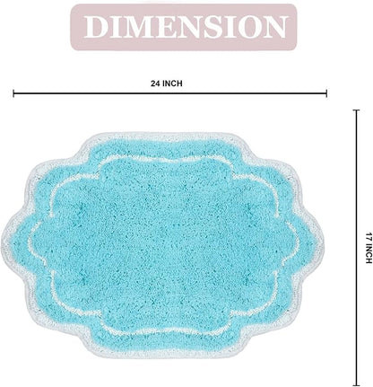 Home Weavers Allure Collection 100% Cotton Tufted Bathroom Rug, Soft and Absorbent Bath Rugs, Non-Slip Bath Carpet, Machine Wash Dry Bath Mats for Bathroom Floor, 17"x24" Bath Rug, Turquoise