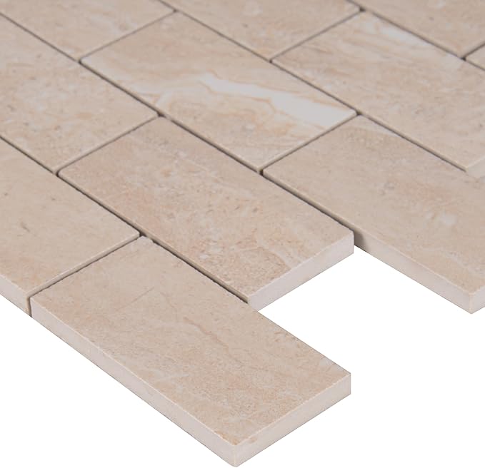 MSI Aria Oro Polished Porcelain Subway Tile for Kitchen Backsplash, Wall Tile for Bathroom, Accent Wall Tile, Shower Wall Tile, 12 in. x 12 in. Mesh-Mounted Mosaic Tile (8 sq. ft. / case)