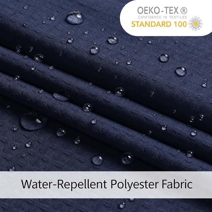 Navy Blue Fabric Shower Curtain 78 Inch Length 1 Piece, Embossed Textured Waffle Cloth Shower Curtains for Bathroom Modern Hotel Spa, Water Resistant Machine Washable, 72Wx78L Inches