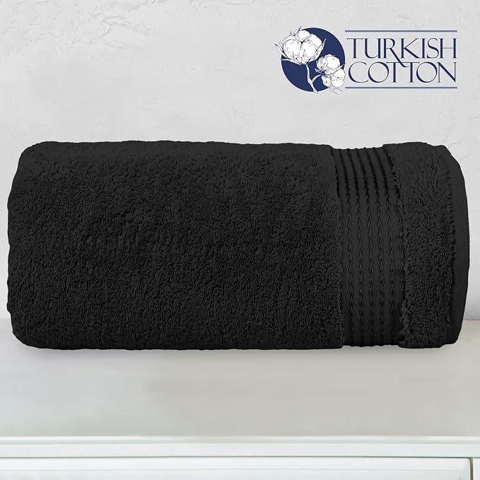 Elegant Comfort Premium Super Soft Highly Absorbent 1 Piece Oversized Bath Sheet - 40" x 80" inch, Luxurious Hotel Spa Quality 100% Turkish Cotton Extra Large Bath Towels for Adults, Black