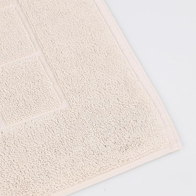 Superior 100% Cotton Bathmat Set, Bath Mats, Bathroom Decor, Shower, Bathtub Essentials, Home Accessories, Small Washable Rug, No Backing, Heavyweight, Nora Collection, Set of 2, 22" x 35", Stone