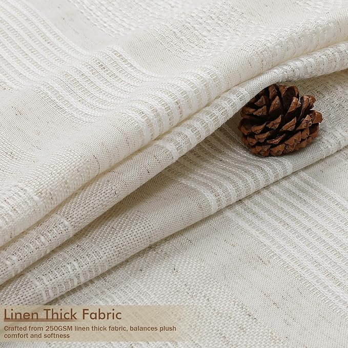 Extra Long Linen Shower Curtain - 84 Inch Long, Modern Farmhouse Heavy Duty Textured Soft Fabric, Rustic Country Boho Cloth Shower Curtain with Tassel for Bathroom Hotel, 72Wx84L Inches