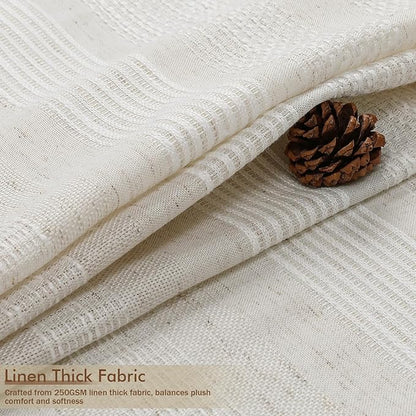 Extra Long Linen Shower Curtain - 84 Inch Long, Modern Farmhouse Heavy Duty Textured Soft Fabric, Rustic Country Boho Cloth Shower Curtain with Tassel for Bathroom Hotel, 72Wx84L Inches