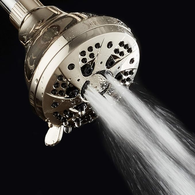 AquaDance BRUSHED NICKEL High Pressure 6-Setting Spiral Shower Head – Angle Adjustable, Anti-Clog Showerhead Jets, Tool-Free Installation - USA Standard Certified - Top U.S. Brand