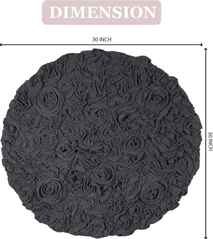 Home Weavers Bell Flower Collection 100% Cotton Tufted Bath Rugs, Extra Soft and Absorbent Bath Rugs, Non-Slip Bath Mats, Machine Washable, Bath Mats for Bathroom Floor and Tub, 30" Round, Gray