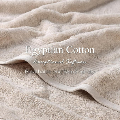 Superior Egyptian Cotton 3-Piece Towel Set, Assorted Towels for Home Bathroom, Master, Guest Bath, Decor Essentials, Includes 1 Bath, 1 Hand, 1 Face Towel/Washcloth, Quick Dry, Absorbent, Stone