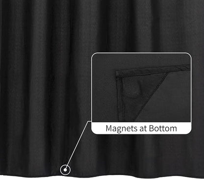 ALYVIA SPRING 54x78 Stall Waterproof Fabric Shower Curtain or Liner Black | 2 Magnets, Soft Cloth & Hotel Quality, Machine Washable, Light-Weight, Long Stall Size
