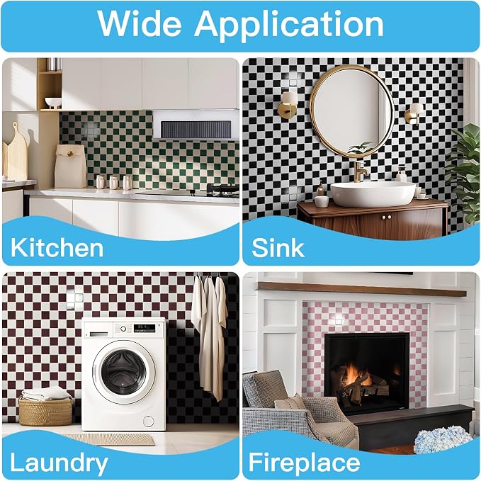 Art3d Grid Peel and Stick Backsplash, 10-Pack, 12 x 12 in, Black & White | Enhanced Thickness, Strong Adhesion, Moisture Resistant, Long-Lasting, Minimalist Look, DIY Friendly, for Kitchen Countertops