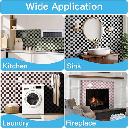 Art3d Grid Peel and Stick Backsplash, 10-Pack, 12 x 12 in, Black & White | Enhanced Thickness, Strong Adhesion, Moisture Resistant, Long-Lasting, Minimalist Look, DIY Friendly, for Kitchen Countertops