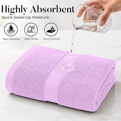 DAN RIVER 600 GSM Cotton Large Bath Towels Set of 4, 27 x 54 Inches | Larger & Lighter Weight Towels for Bathroom - Highly Absorbent & Quick Dry 100% Cotton Bath Towel Set for Home, Spa & Hotel