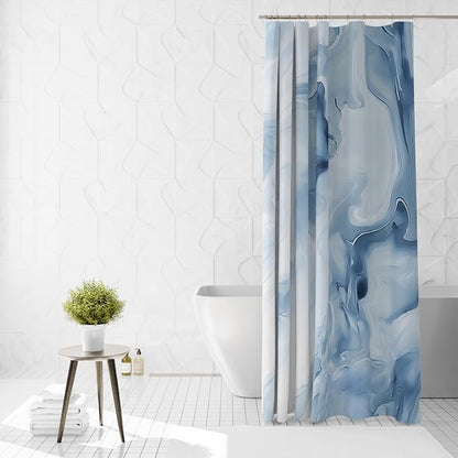 Mocsicka Shower Curtains for Bathroom, Blue Marble Shower Curtain for Bathroom, Abstract Blue and White Shower Curtain Modern Art Decor Waterproof Bath Curtain for Modern Bath Decor, 72 X 72 Inch