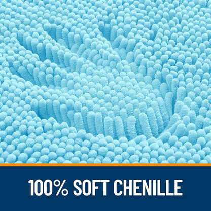 OLANLY Bathroom Runner Rugs 47x24, Extra Soft Absorbent Chenille Bath Rugs | Sky Blue, Quick-Drying Rubber Backing, Washable Long Bath Mat for Bathroom Floor, Tub and Shower, Home Decor Accessories