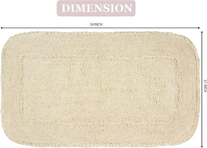 Home Weavers Radiant Collection 100% Cotton Bathroom Rugs Set, Machine Washable Rug, Extra Soft and Absorbent Bath Rug, Kitchen Mat, Bath Mat Set, Bath Floor Mat Non Slip, 21"x34" Rectangle, Ivory